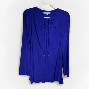 Antonio Melani Silk Blend Blouse Royal Blue Women Small Long Sleeve Quiet Luxury